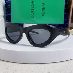 Bottega Veneta Black Oval Sunglasses